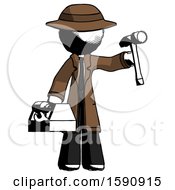 Ink Detective Man Holding Tools And Toolchest Ready To Work