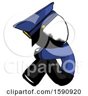 Poster, Art Print Of Ink Police Man Sitting With Head Down Facing Sideways Left