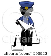 Poster, Art Print Of Ink Police Man Holding A Traffic Cone