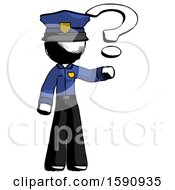 Poster, Art Print Of Ink Police Man Holding Question Mark To Right