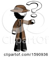 Poster, Art Print Of Ink Detective Man Holding Question Mark To Right