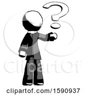 Poster, Art Print Of Ink Clergy Man Holding Question Mark To Right