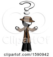Poster, Art Print Of Ink Detective Man With Question Mark Above Head Confused