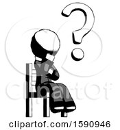 Poster, Art Print Of Ink Clergy Man Question Mark Concept Sitting On Chair Thinking