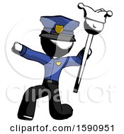 Ink Police Man Holding Jester Staff Posing Charismatically
