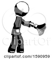 Poster, Art Print Of Ink Clergy Man Dusting With Feather Duster Downwards