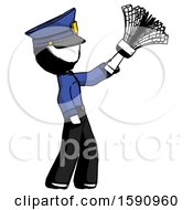 Poster, Art Print Of Ink Police Man Dusting With Feather Duster Upwards