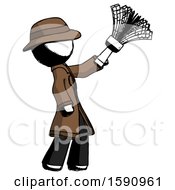 Poster, Art Print Of Ink Detective Man Dusting With Feather Duster Upwards