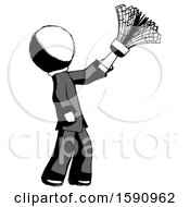 Poster, Art Print Of Ink Clergy Man Dusting With Feather Duster Upwards