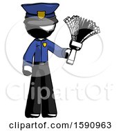 Poster, Art Print Of Ink Police Man Holding Feather Duster Facing Forward