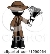 Poster, Art Print Of Ink Detective Man Holding Feather Duster Facing Forward