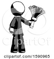 Poster, Art Print Of Ink Clergy Man Holding Feather Duster Facing Forward