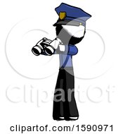 Poster, Art Print Of Ink Police Man Holding Binoculars Ready To Look Left