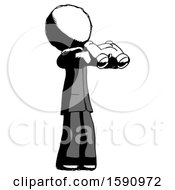 Poster, Art Print Of Ink Clergy Man Holding Binoculars Ready To Look Right