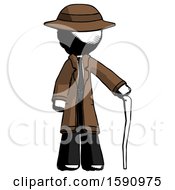 Poster, Art Print Of Ink Detective Man Standing With Hiking Stick