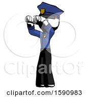Poster, Art Print Of Ink Police Man Looking Through Binoculars To The Left