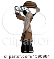 Poster, Art Print Of Ink Detective Man Looking Through Binoculars To The Left