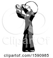 Poster, Art Print Of Ink Clergy Man Looking Through Binoculars To The Left