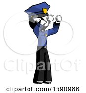 Poster, Art Print Of Ink Police Man Looking Through Binoculars To The Right