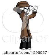Poster, Art Print Of Ink Detective Man Looking Through Binoculars To The Right