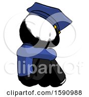 Poster, Art Print Of Ink Police Man Sitting With Head Down Back View Facing Right