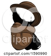 Poster, Art Print Of Ink Detective Man Sitting With Head Down Back View Facing Right