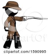 Poster, Art Print Of Ink Detective Man Pointing With Hiking Stick