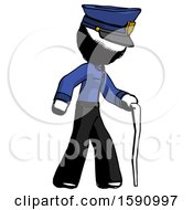 Ink Police Man Walking With Hiking Stick