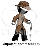Ink Detective Man Walking With Hiking Stick