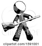 Ink Clergy Man Broom Fighter Defense Pose