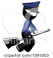 Ink Police Man Flying On Broom