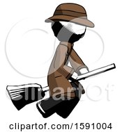 Ink Detective Man Flying On Broom