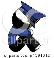 Poster, Art Print Of Ink Police Man Sitting With Head Down Facing Sideways Right