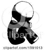 Poster, Art Print Of Ink Clergy Man Sitting With Head Down Facing Sideways Right