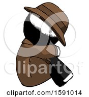 Poster, Art Print Of Ink Detective Man Sitting With Head Down Facing Sideways Right