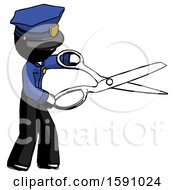 Poster, Art Print Of Ink Police Man Holding Giant Scissors Cutting Out Something