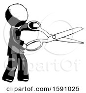 Poster, Art Print Of Ink Clergy Man Holding Giant Scissors Cutting Out Something