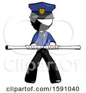 Ink Police Man Bo Staff Kung Fu Defense Pose