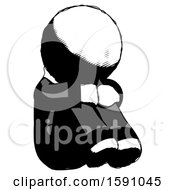 Poster, Art Print Of Ink Clergy Man Sitting With Head Down Facing Angle Right