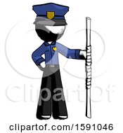 Ink Police Man Holding Staff Or Bo Staff