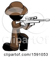Poster, Art Print Of Ink Detective Man Kneeling Shooting Sniper Rifle