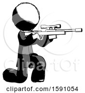 Poster, Art Print Of Ink Clergy Man Kneeling Shooting Sniper Rifle