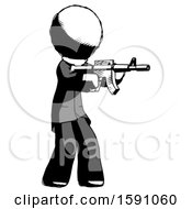 Poster, Art Print Of Ink Clergy Man Shooting Automatic Assault Weapon
