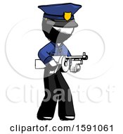 Ink Police Man Tommy Gun Gangster Shooting Pose