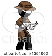 Poster, Art Print Of Ink Detective Man Tommy Gun Gangster Shooting Pose