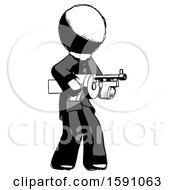 Poster, Art Print Of Ink Clergy Man Tommy Gun Gangster Shooting Pose