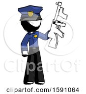 Poster, Art Print Of Ink Police Man Holding Tommygun