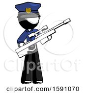 Poster, Art Print Of Ink Police Man Holding Sniper Rifle Gun
