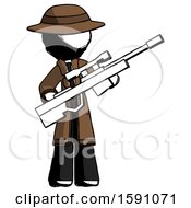 Poster, Art Print Of Ink Detective Man Holding Sniper Rifle Gun