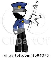 Ink Police Man Holding Automatic Gun
